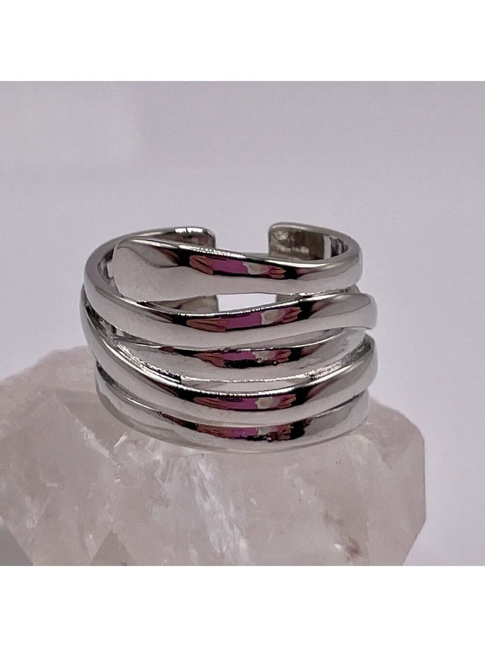 925 Sterling Stamped Adjustable Welded Stacked Wire Adjustable Boho Ring #1310